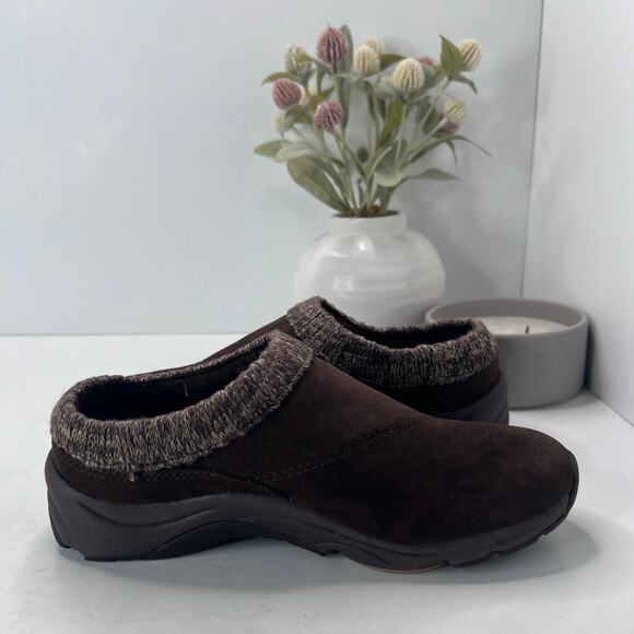 Vionic Arbor Water Resistant Suede/Knit Microfleece Mule Brown Women's 6 NWOB - Picture 5 of 9
